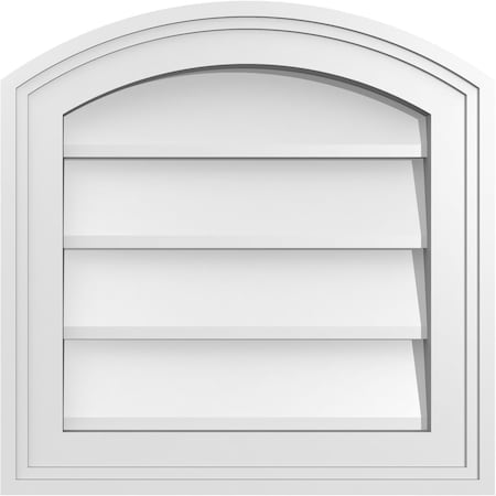 Ekena Millwork Arch Top Surface Mount PVC Gable Vent: Functional, w/ 2"W x 1-1/2"P Brickmould Frame, 16"W x 16"H GVPAR16X1602SF